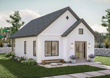 One bedroom Cottage house plan features 595 sq ft of living space