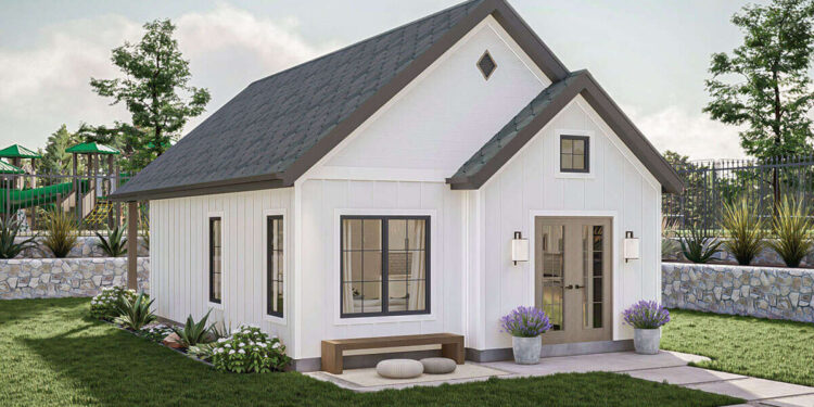 One bedroom Cottage house plan features 595 sq ft of living space