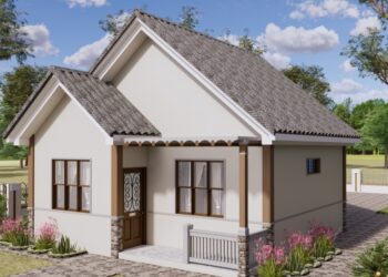 Simple 2 Bedrooms House Plan with floor plan layout