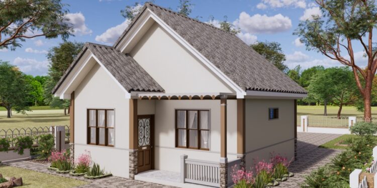 Simple 2 Bedrooms House Plan with floor plan layout