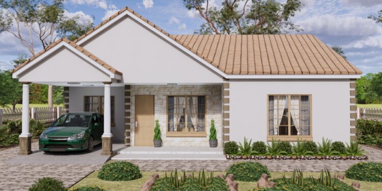 beautiful house 3 bedrooms 2 bathrooms 13×12 m house plan