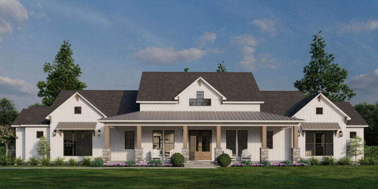 Modern Farmhouse Plan 2,930 Square Feet: Spacious 4 Bedrooms, 3.5 Bathrooms, and 3-Car Garage