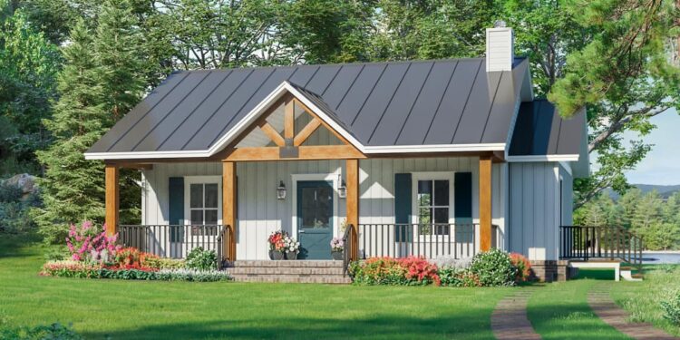 Country Ranch with 8-Foot Front Porch – 904 Sq Ft, 1 Bedroom, 1½ Bathrooms